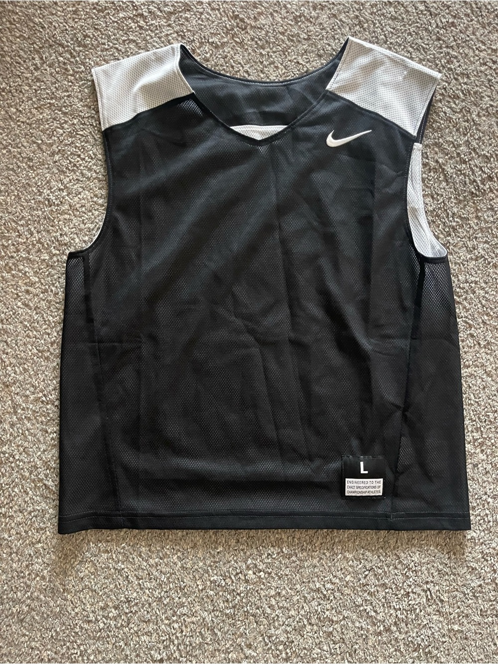 Boy’s Reversible Nike Black Mesh Training Tank with White Shoulder Panels